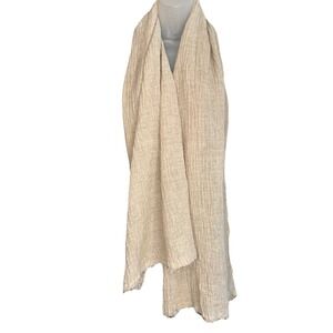 Kaleidos Moda Cashmere Blend Scarf Beige Knit Fringe 18 X 68 Made in Italy
